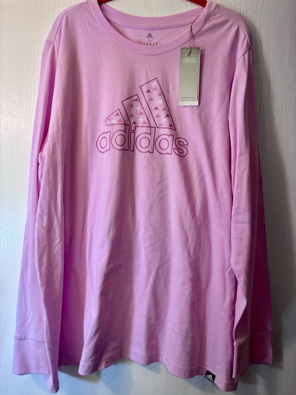 adidas Women’s Long Sleeve Logo Tee - Light Pink